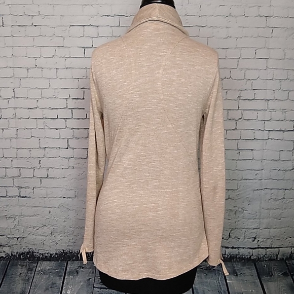 Cloudwalk Womens SZ Small Beige Asymmetric Zip Up Distressed Jacket / Cardigan - Picture 5 of 13